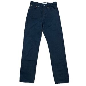 Levis Wedgie Straight BIG E Black Jeans Women's Size 24 Stretch Button‎ Fly